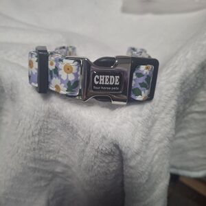 Floral Dog Collar - Purple and White